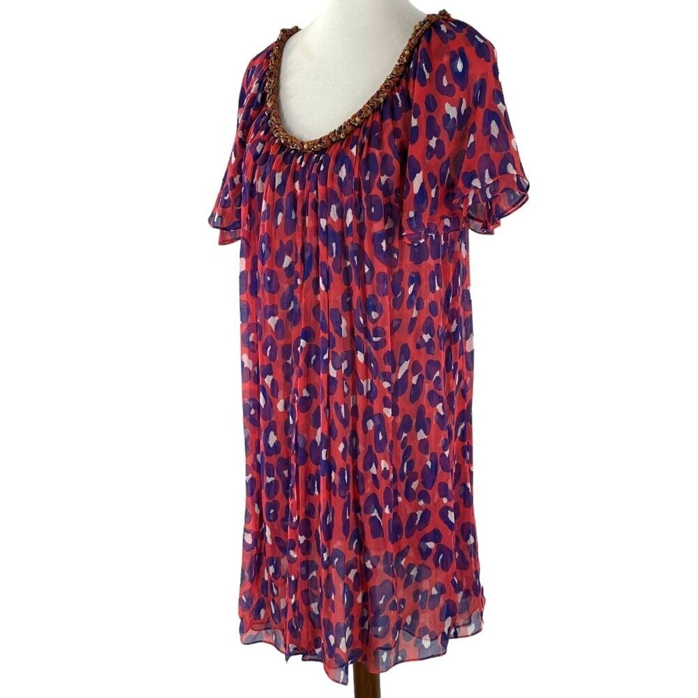 Diane von Furstenberg Soleil Swim Pink Leopard Print Chiffon Cover-up/Dress M - Picture 2 of 5